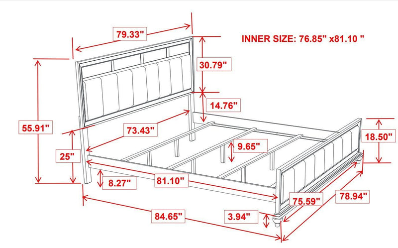 Barzini - Black & Grey - Eastern King Bed - Ornate Home