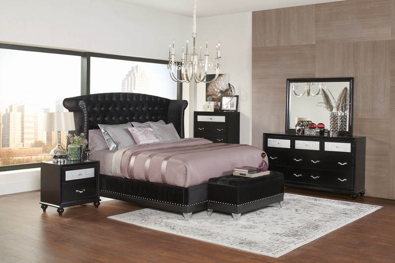 Barzini - Black - Eastern King Panel Bed - Ornate Home