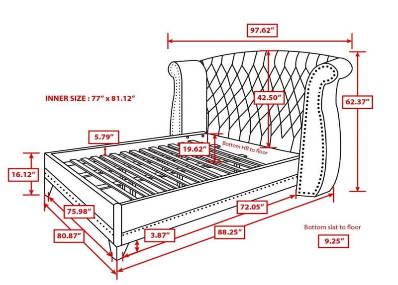 Barzini - Black - Eastern King Panel Bed - Ornate Home