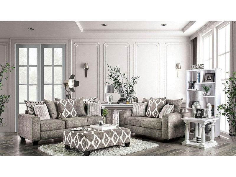 Basie - Gray - Stationary Sofa & Loveseat - 2pc - Ornate Home