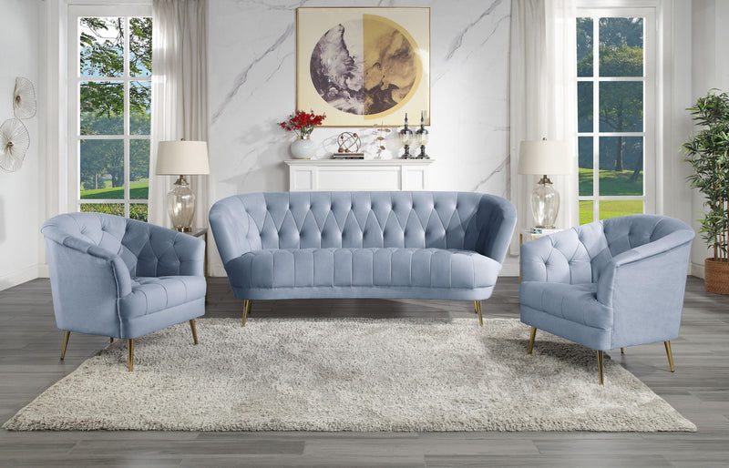 Bayram - Light Gray Velvet - Sofa - Ornate Home