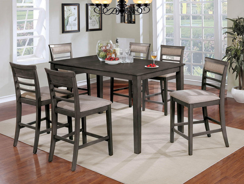 Fafnir Weathered Gray & Beige 7pc Counter Ht. Dining Room Set