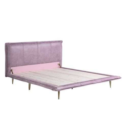 Metis - Pink Top Grain Leather UPH - Queen Platform Bed - Ornate Home