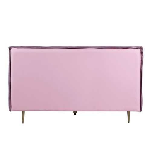 Metis - Pink Top Grain Leather UPH - E. King Platform Bed - Ornate Home