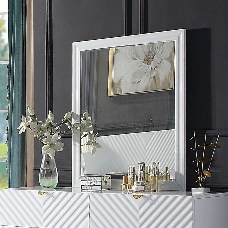 Gaines - White High Gloss  - Mirror - Ornate Home