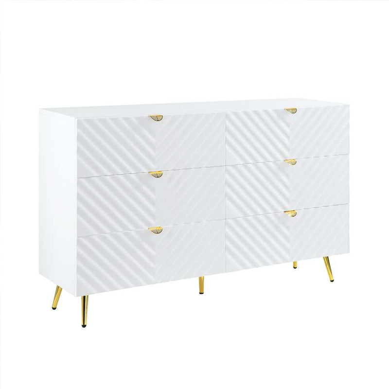 Gaines - White High Gloss  - Dresser - Ornate Home