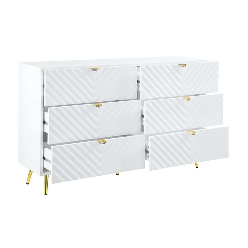 Gaines - White High Gloss  - Dresser - Ornate Home