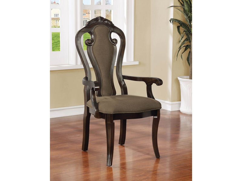 Rosalina Walnut & Beige Arm Chair (Set of 2)