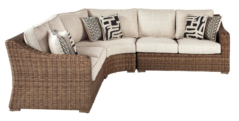 Beachcroft - Beige - 3pc L Shape Outdoor Sofa Set w/ Cushion - Ornate Home