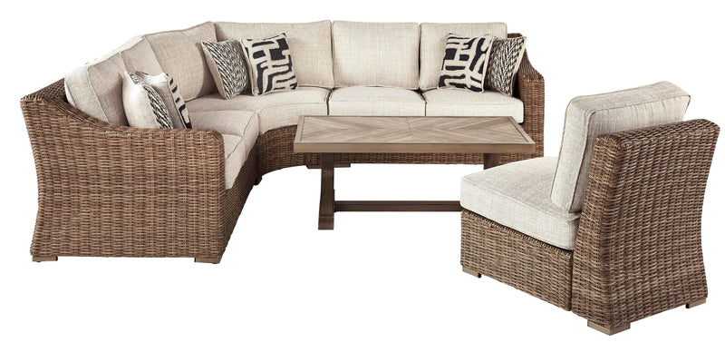 Beachcroft - Beige - 4pc Outdoor Sofa Set w/ Cushion - Ornate Home