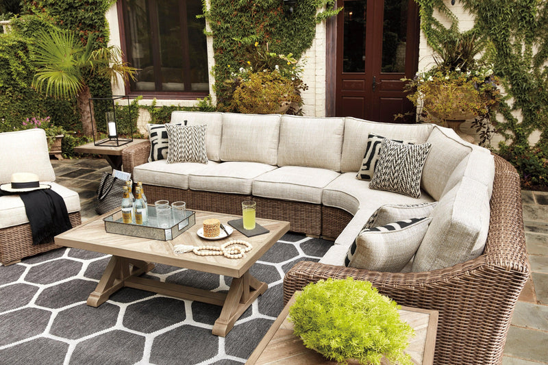 Beachcroft - Beige - 5pc Outdoor Seating Set w/ Cushion - Ornate Home