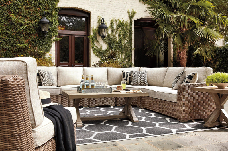 Beachcroft - Beige - 5pc Outdoor Seating Set w/ Cushion - Ornate Home