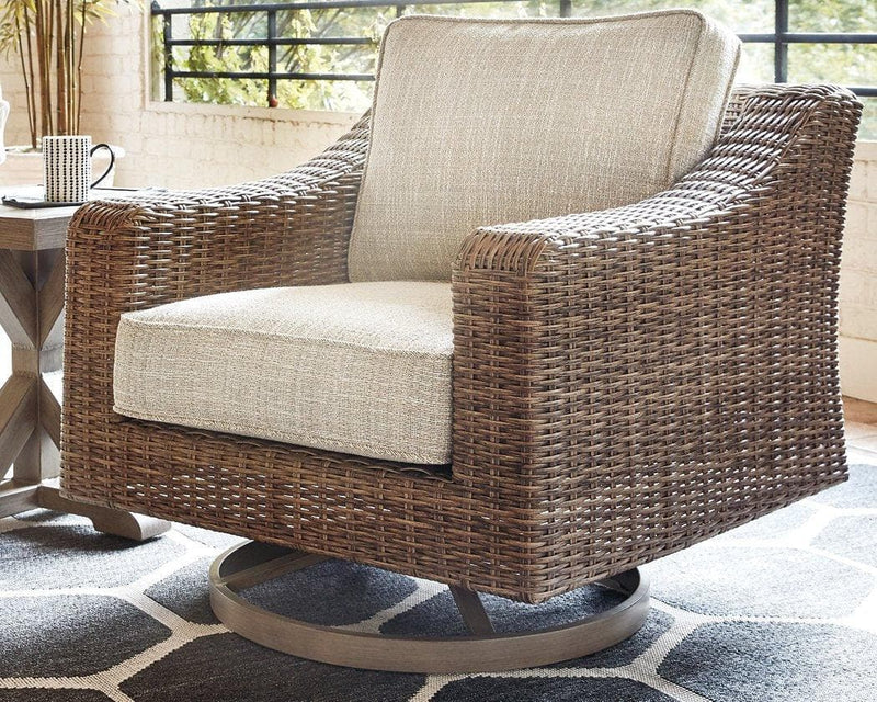 [CYBER WEEK] Beachcroft - Beige - Outdoor Swivel Lounge Chair - Ornate Home