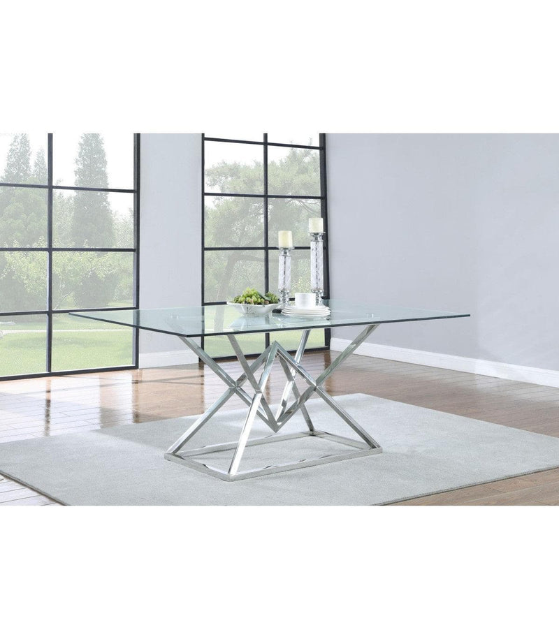 Beaufort - Chrome - Rectangle Glass Top Dining Table - Ornate Home