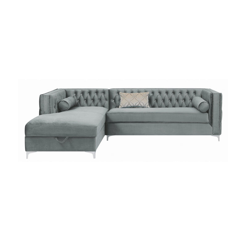 Bellaire - Silver Velvet - L Shape Sectional Sofa w/ Storage Chaise - Ornate Home