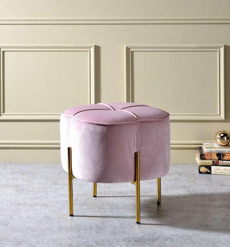 Bergia Blush Pink Velvet Ottoman - Ornate Home