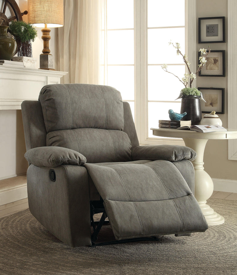 Bina Gray Polished Microfiber Recliner (Motion) - Ornate Home