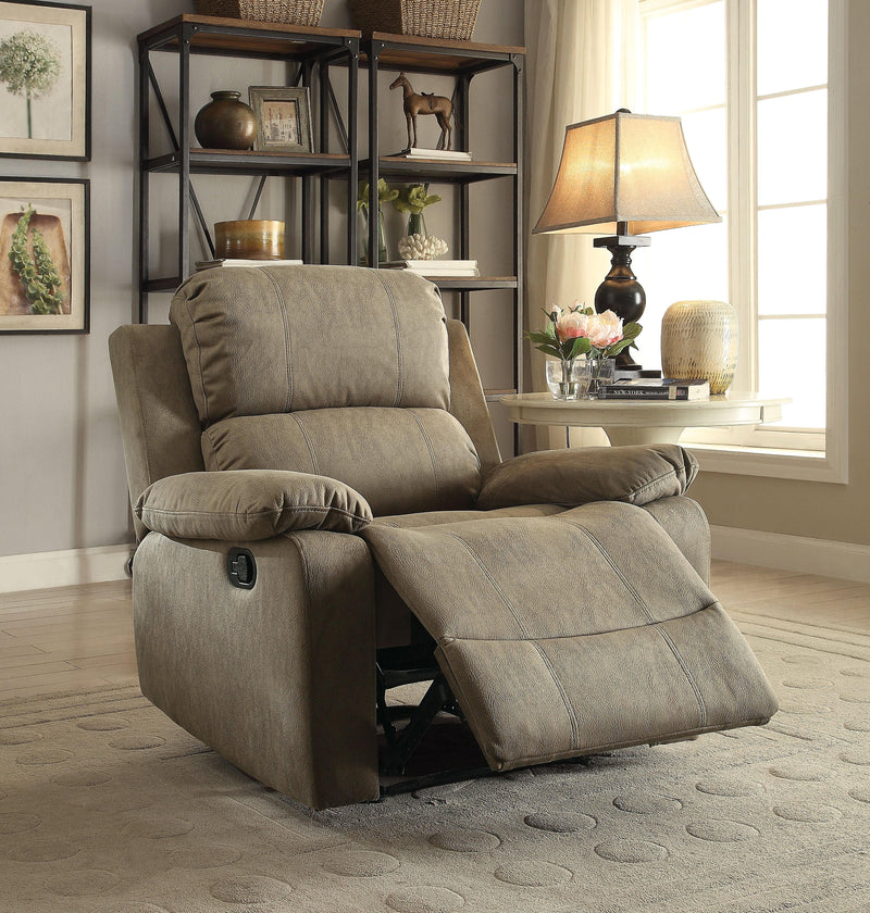 Bina Taupe Polished Microfiber Recliner (Motion) - Ornate Home