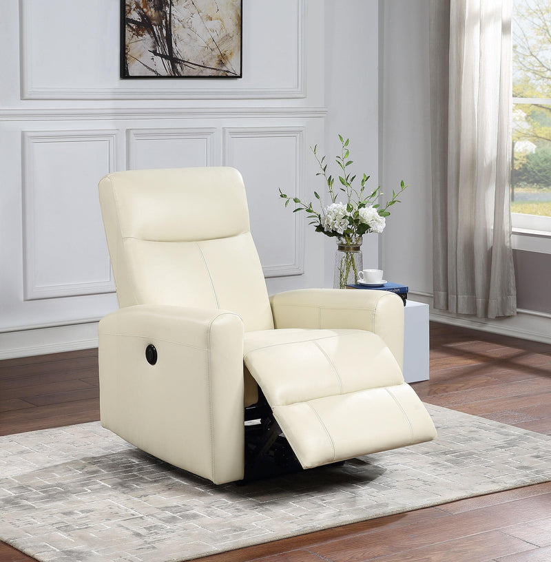 Blane Beige Top Grain Leather Match Recliner (Power Motion) - Ornate Home