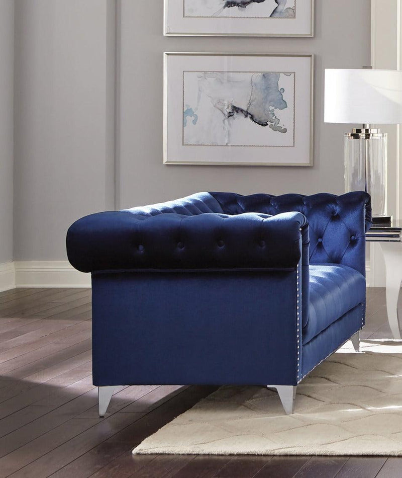 Bleker - Blue - Stationary Loveseat - Ornate Home