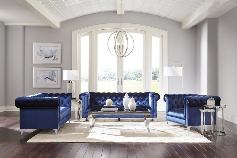 Bleker - Blue - Stationary Loveseat - Ornate Home