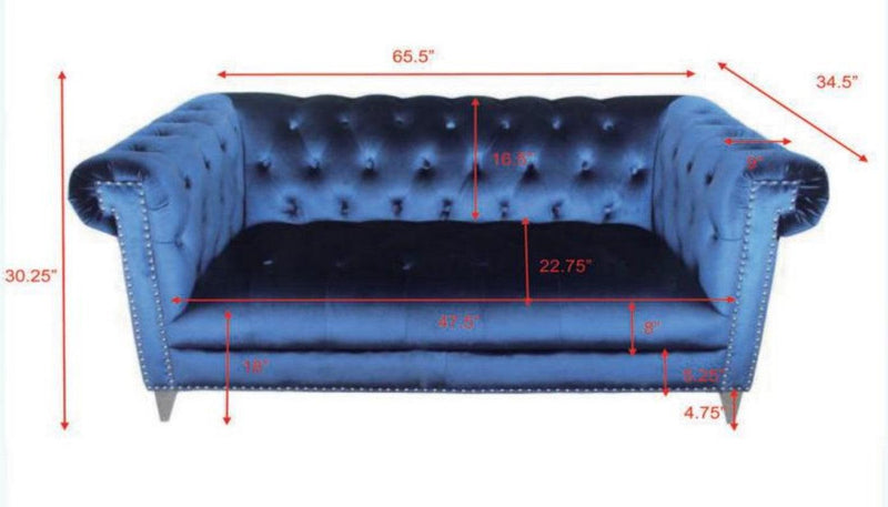 Bleker - Blue - Stationary Loveseat - Ornate Home