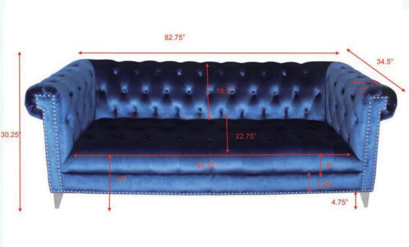 Bleker - Blue - Stationary Sofa - Ornate Home