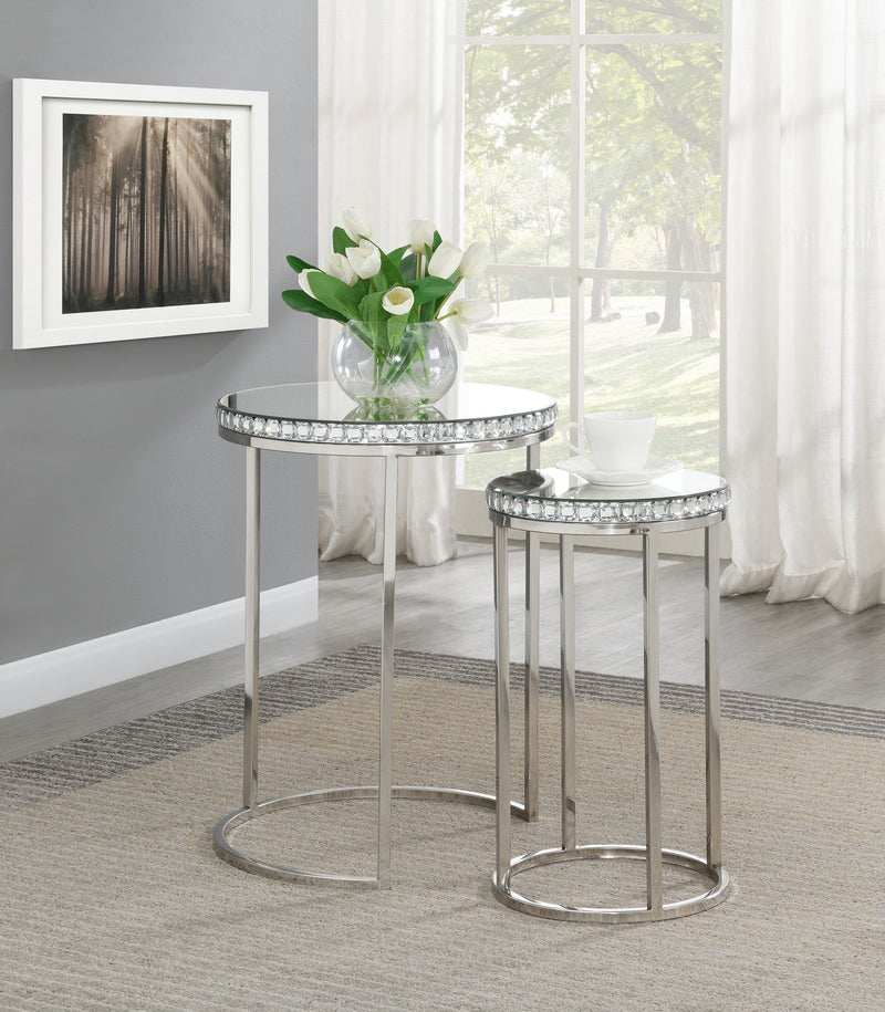 Bleker - Silver - 2pc Round Nesting Table - Ornate Home