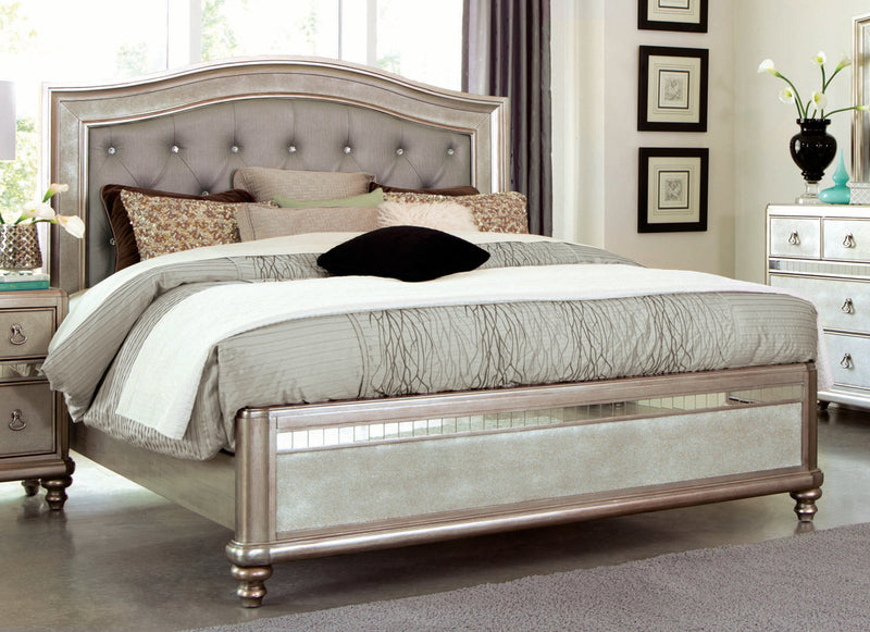 Bling Game - Metallic Platinum - California King Panel Bed - Ornate Home