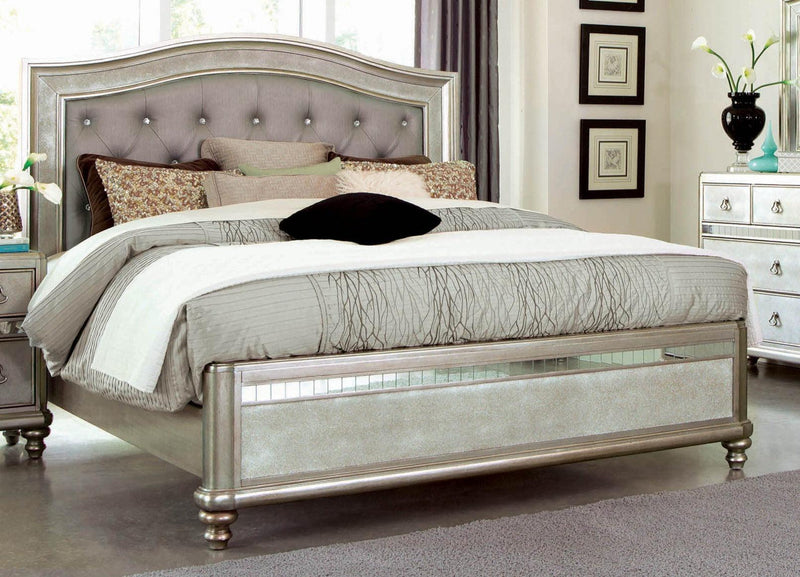 Bling Game - Metallic Platinum - Eastern King Panel Bed - Ornate Home