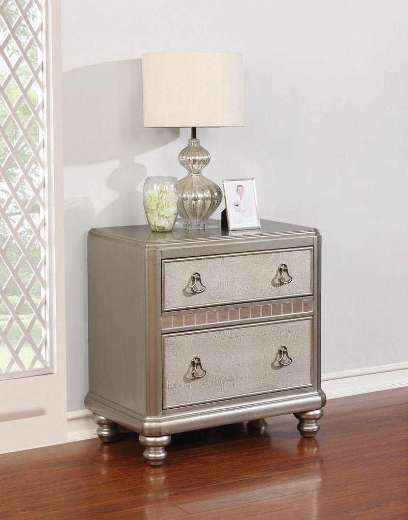 Bling Game - Metallic Platinum - Nightstand - Ornate Home