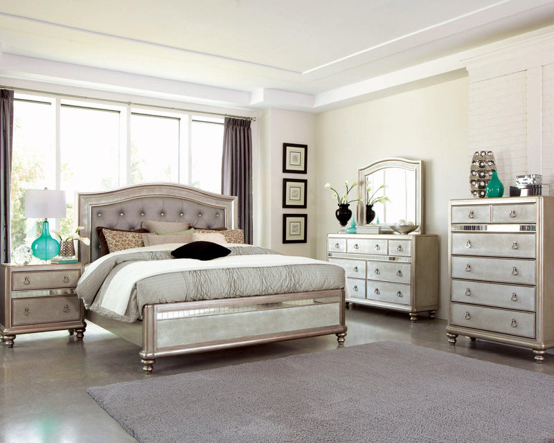 Bling Game - Metallic Platinum - Queen Panel Bed - Ornate Home