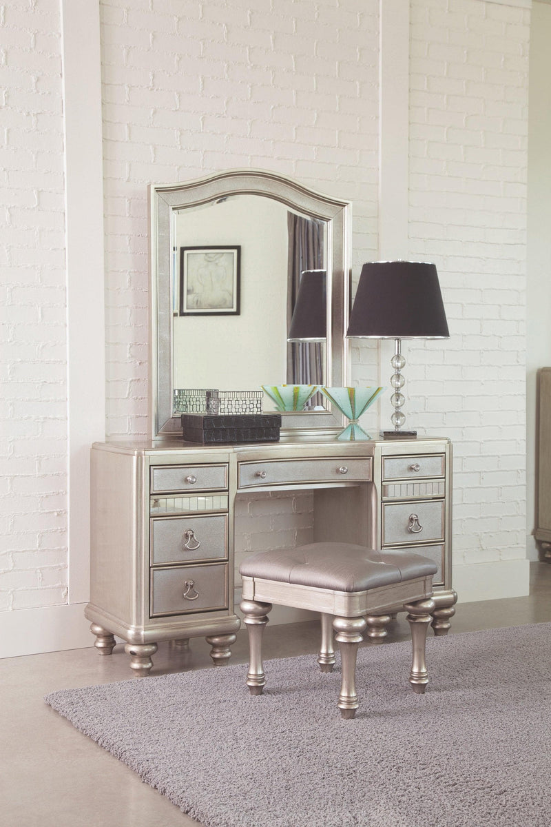 Bling Game - Metallic Platinum - Vanity Desk - Ornate Home