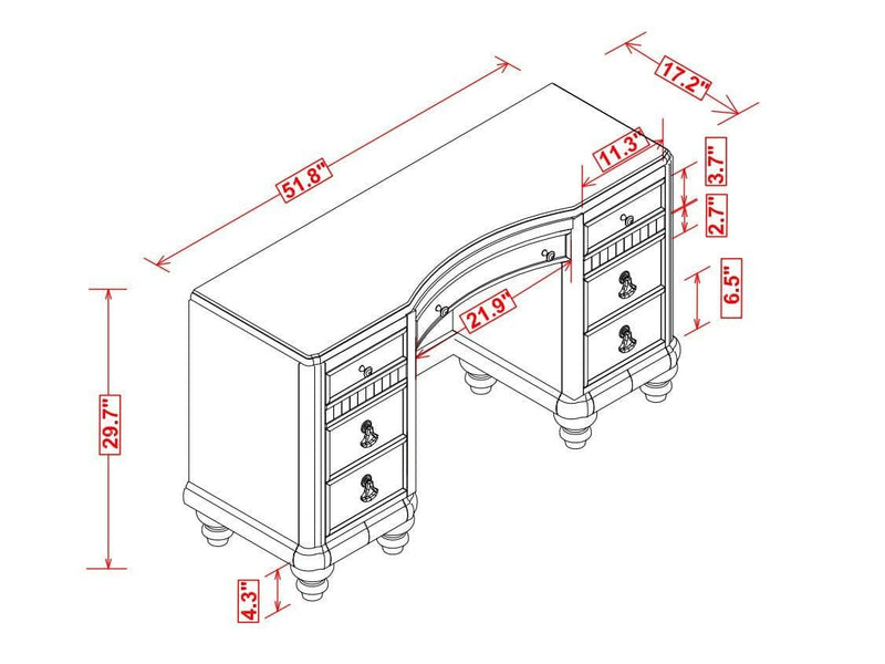 Bling Game - Metallic Platinum - Vanity Desk - Ornate Home