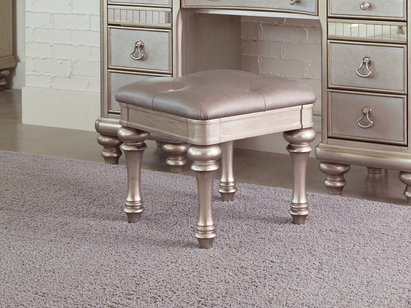 Bling Game - Metallic Platinum - Vanity Stool - Ornate Home