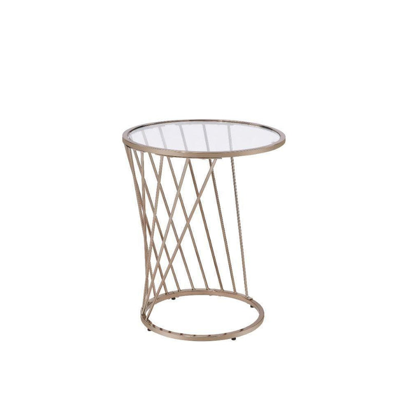 Bluelipe - Champagne Metal & Glass - End Table - Ornate Home