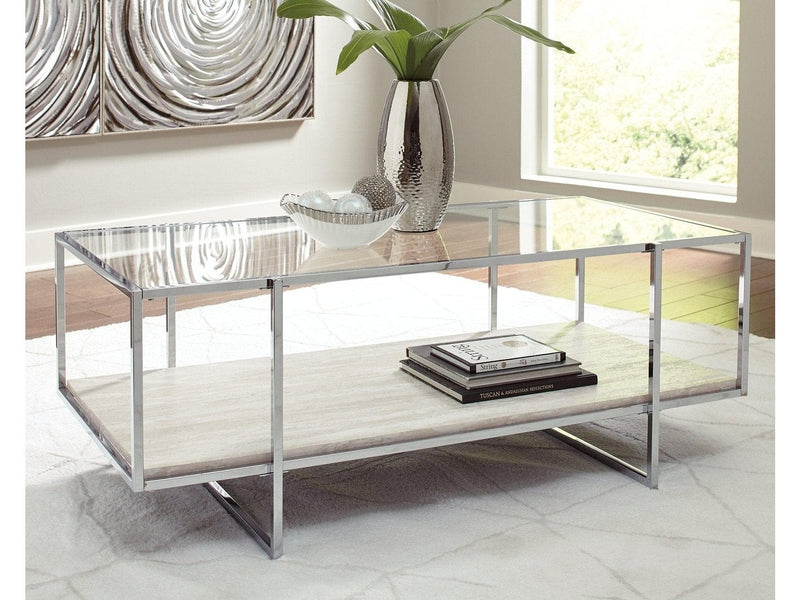 Bodalli - Ivory & Chrome - Coffee Table - Ornate Home