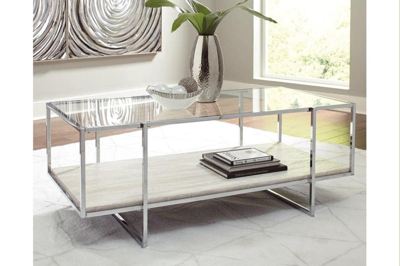 Bodalli - Ivory & Chrome - Coffee Table - Ornate Home