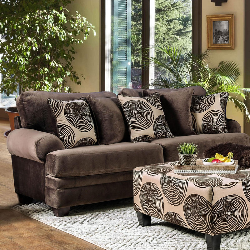 Bonaventura - Brown - Stationary Sofa & Loveseat - 2pc - Ornate Home