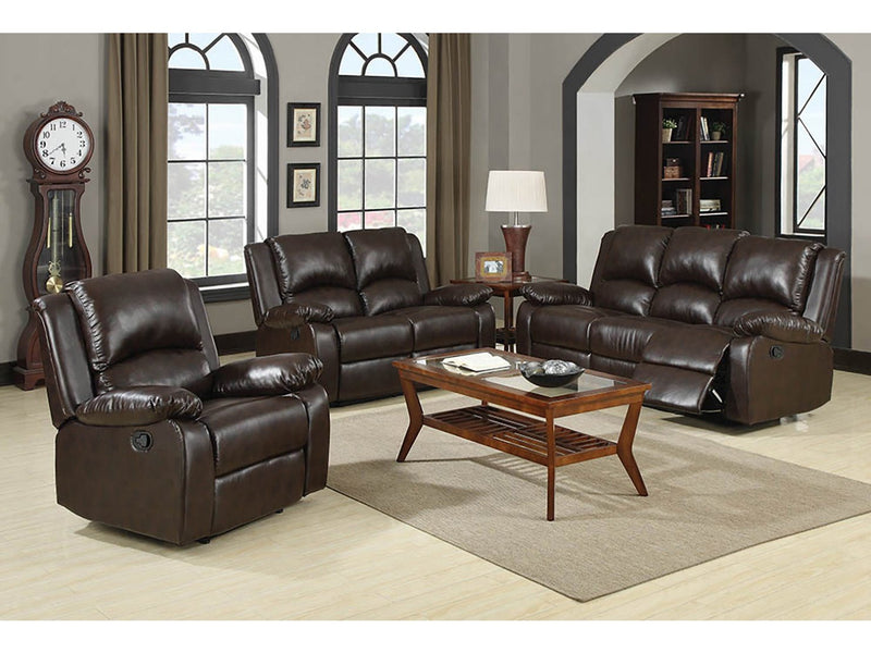 Boston - Brown - 3pc Reclining Living Room Set - Ornate Home