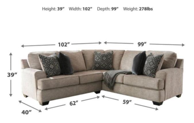 Bovarian - Stone - 2pc Sectional L Shape Sofa - Ornate Home