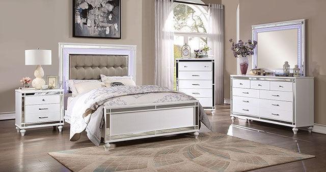 Brachium - White - Queen Bedroom Set w/ HB & Mirror LED / 5pc - Ornate Home