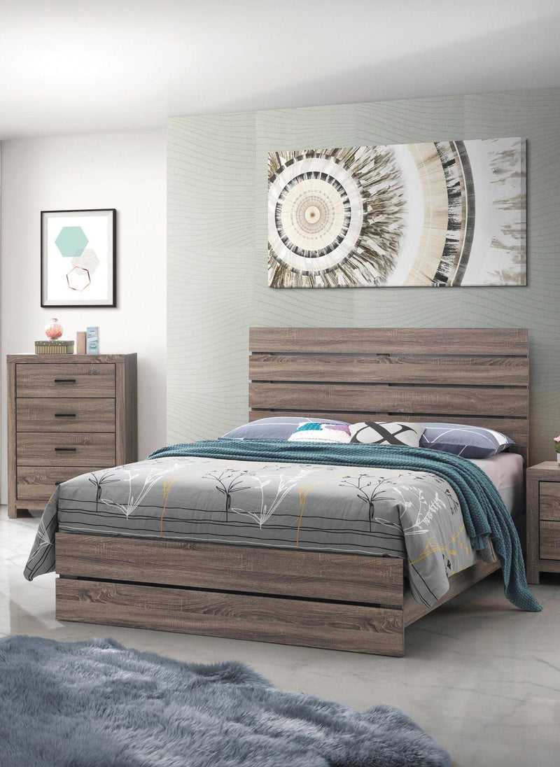 Brantford - Barrel Oak - Eastern King Panel Bed - Ornate Home