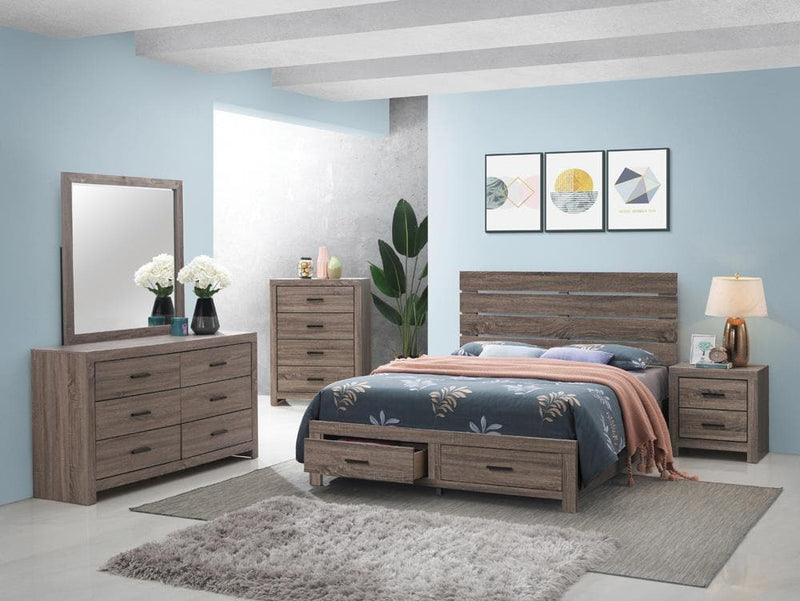 Brantford - Barrel Oak - 5pc Queen Storage Bedroom Set - Ornate Home