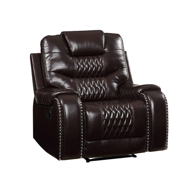 Braylon Brown PU Recliner (Motion) - Ornate Home