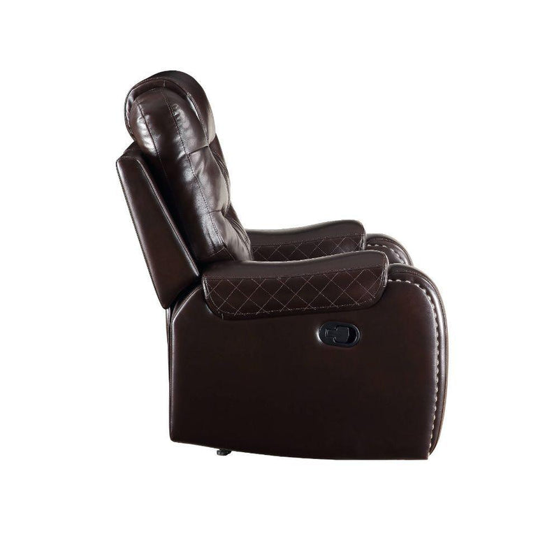 Braylon Brown PU Recliner (Motion) - Ornate Home