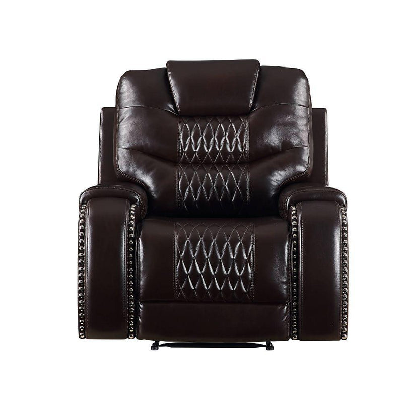 Braylon Brown PU Recliner (Motion) - Ornate Home