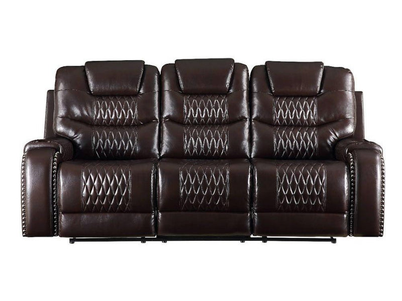 Braylon Brown PU Sofa (Motion) - Ornate Home