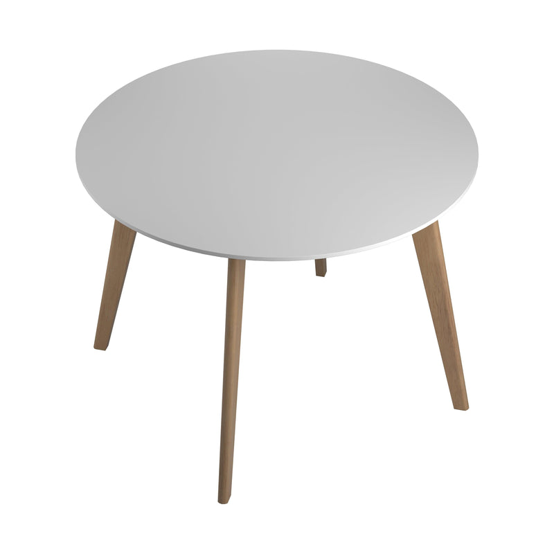 Breckenridge - Matte White & Natural Oak - Round Dining Table - Ornate Home