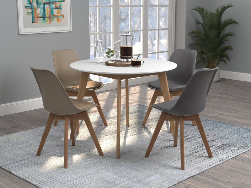 Breckenridge - Matte White & Natural Oak - Round Dining Table - Ornate Home